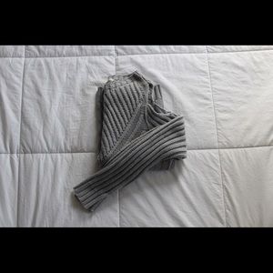 Francesca’s Gray Cold-Shoulder Sweater